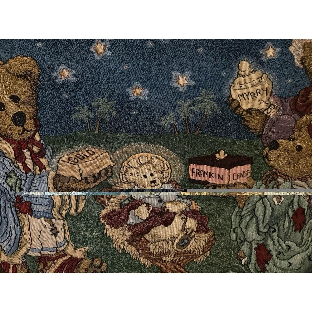 Boyds Bears Christmas Holiday Pageant Wisemen Nativity Tapestry Wall Hanging